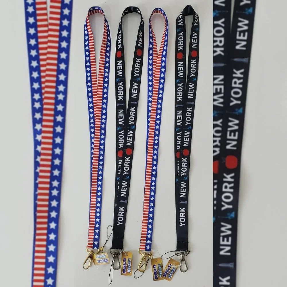 USA FLAG-NEW YORK LANYARD HOLDER ID-KEY NECK STRAP NECKLACE MULTICOLOR